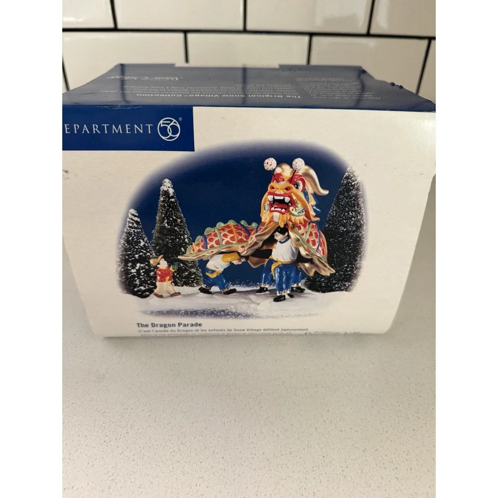 Vtg Dept 56 Snow Village Dragon Parade Chinese New Year Chinatown w/ Box -NICE!